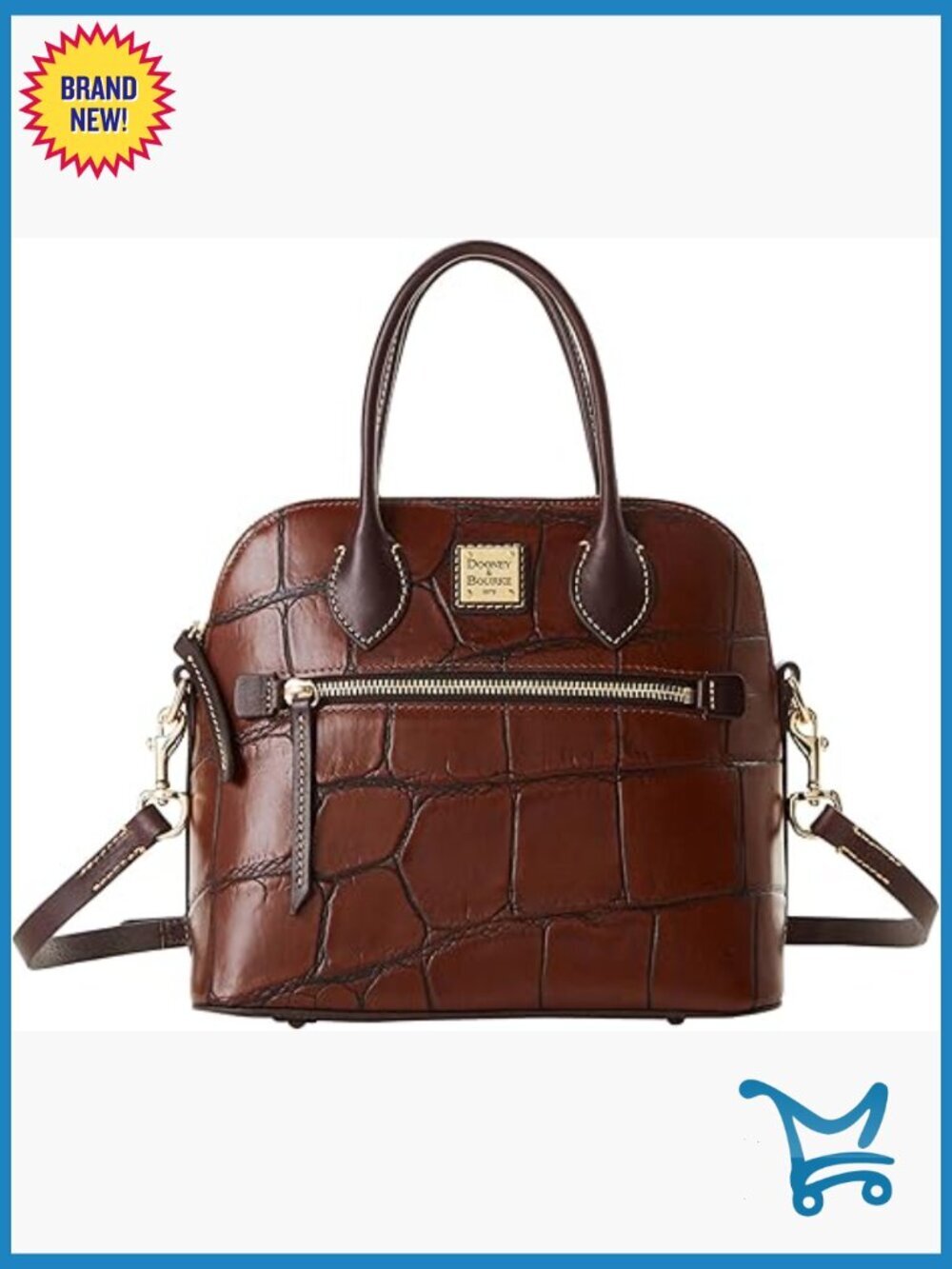 Leather Satchel Handbag with Adjustable Strap, Multiple Pockets